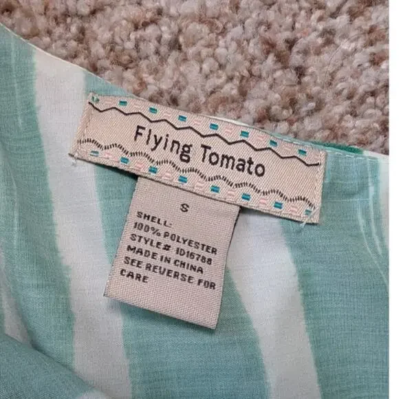 FLYING TOMATO Womens flowy & tiered summer Dress, size small, green & white - Picture 3 of 11